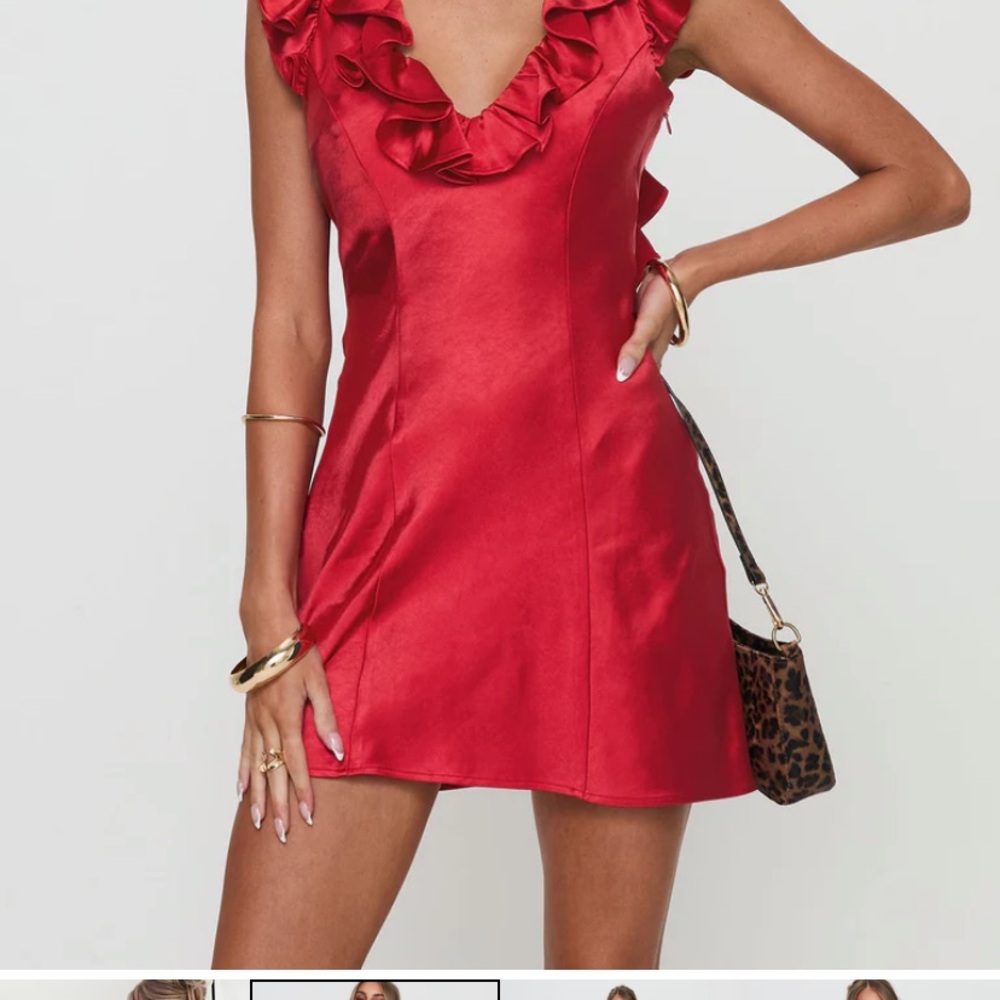 Red Ruffled Mini Dress